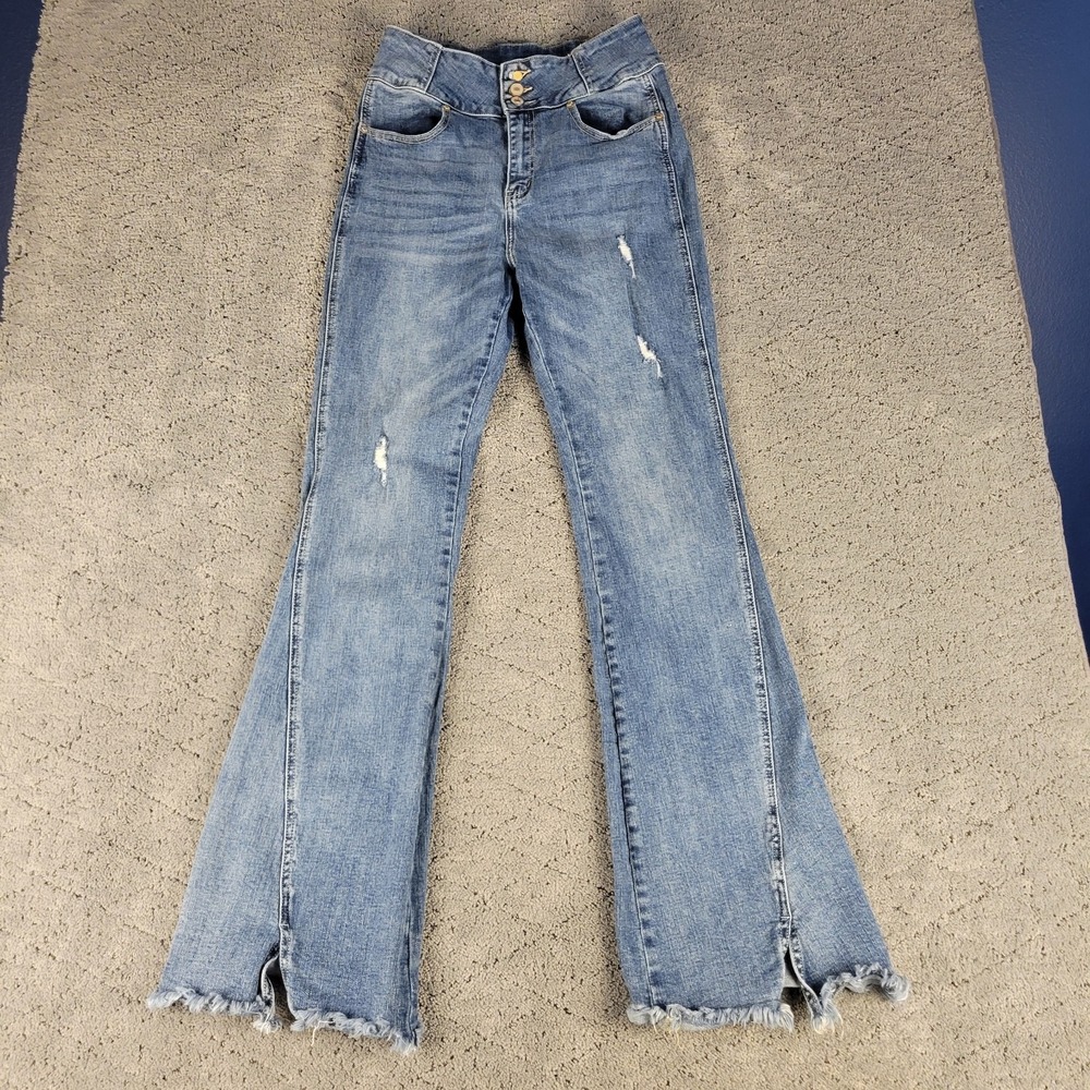 KanCan Jeans Womens 9 Blue Miranda Ultra High Rise Flare Jeans Stretch Festival